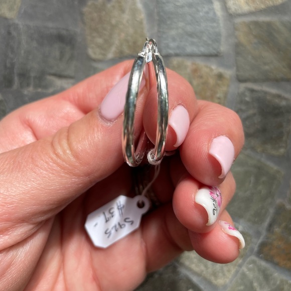 SOLD ⭐️ Sterling Silver Hoop Earrings - Picture 7 of 13